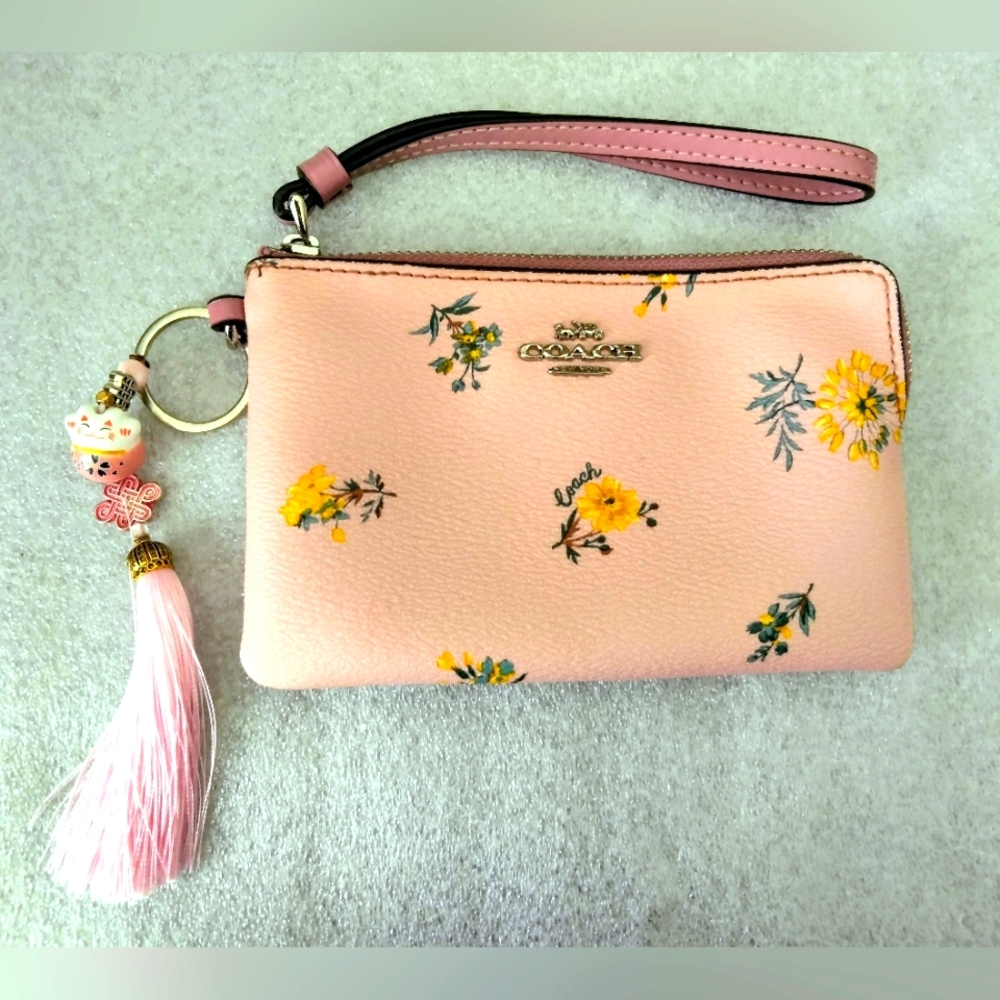Rare Coach Floral Dandelion Pink Leather